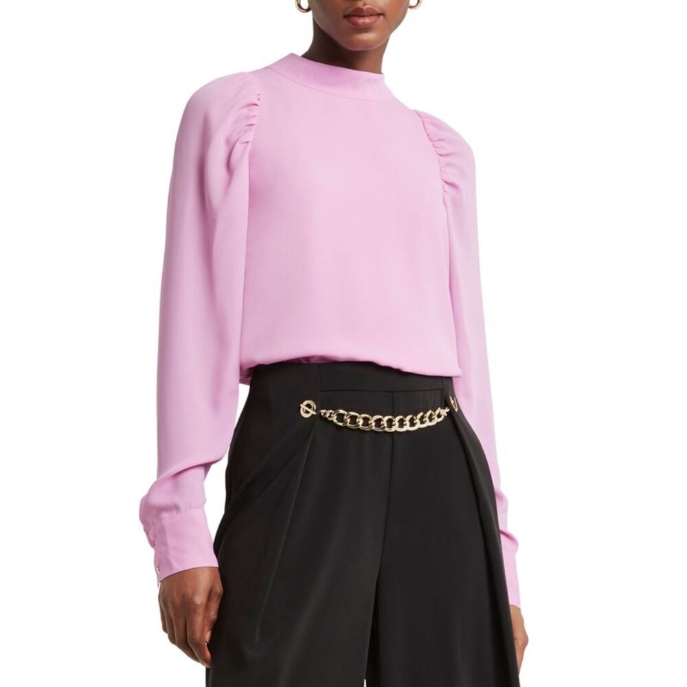 Women's Tie-Back Boat-Neck Long-Sleeve Blouse Lon Violet M
